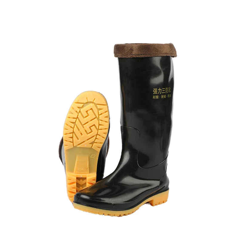 Customized Work Safety Boot For Men Women With Steel Toe Warm Cotton Lining Waterproof Anti Slip Mud Pvc Rain Boots