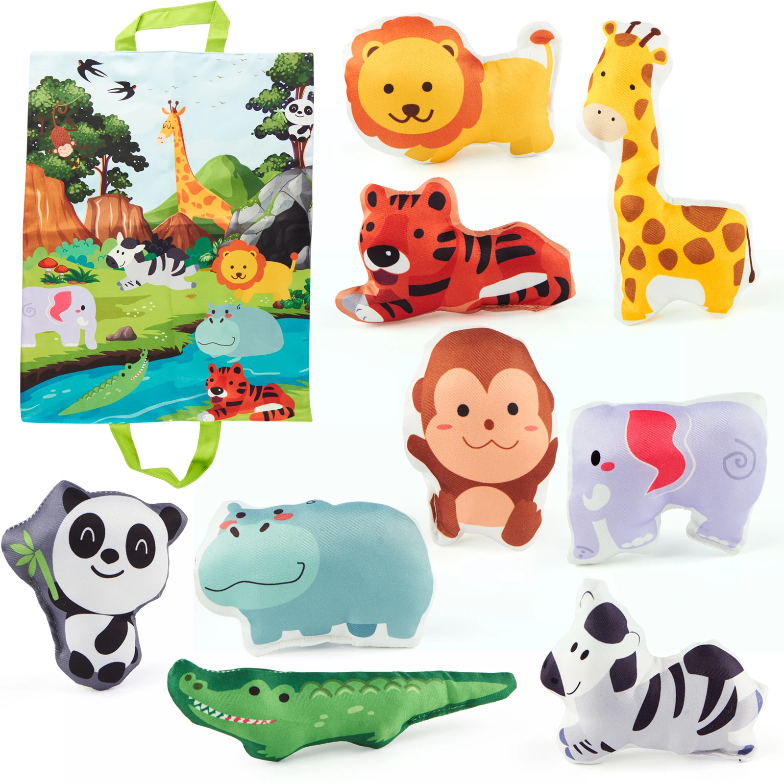 Animal Play Mat 3D Cloth Animal Toy Soft Cartoon Toy for Baby with BB Sound and Bell Baby Rattles