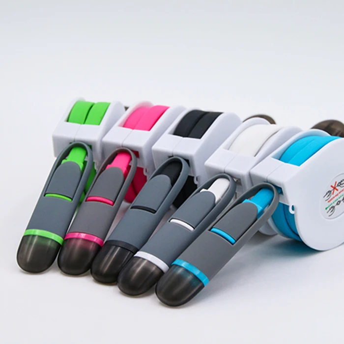 SHANPIN 2IN1 Retractable cable 1M 3ft 2a self tractable usb cable l