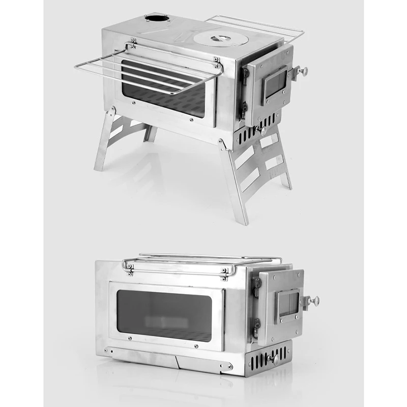 RTS Entai Foldable Tent Stove Wood Burning Stoves with Window for Heating Cooking Camping