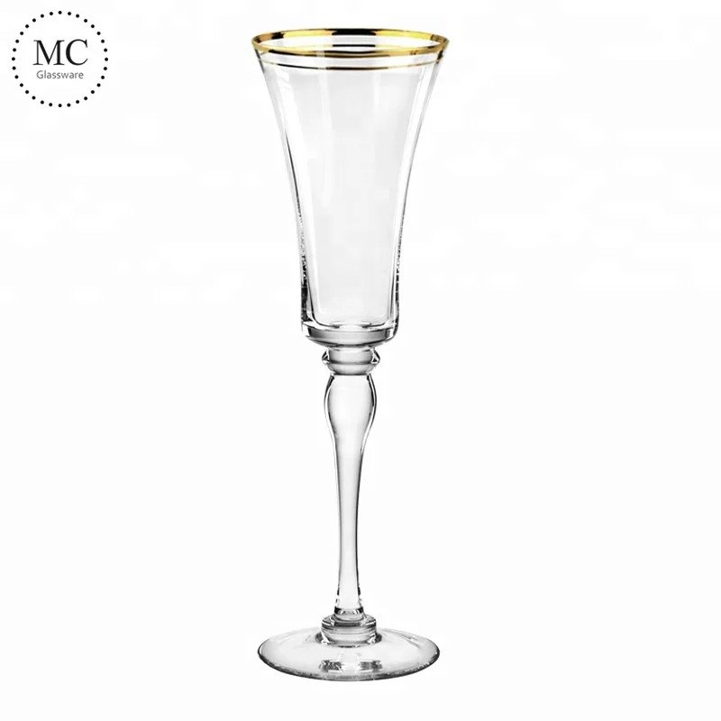 Practical gold rimmed champagne glasses for wedding parties