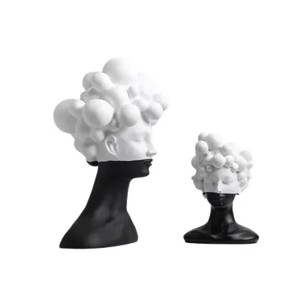 Resin decoration light luxury home decoration Black and white face figure hotel model room porch decoration