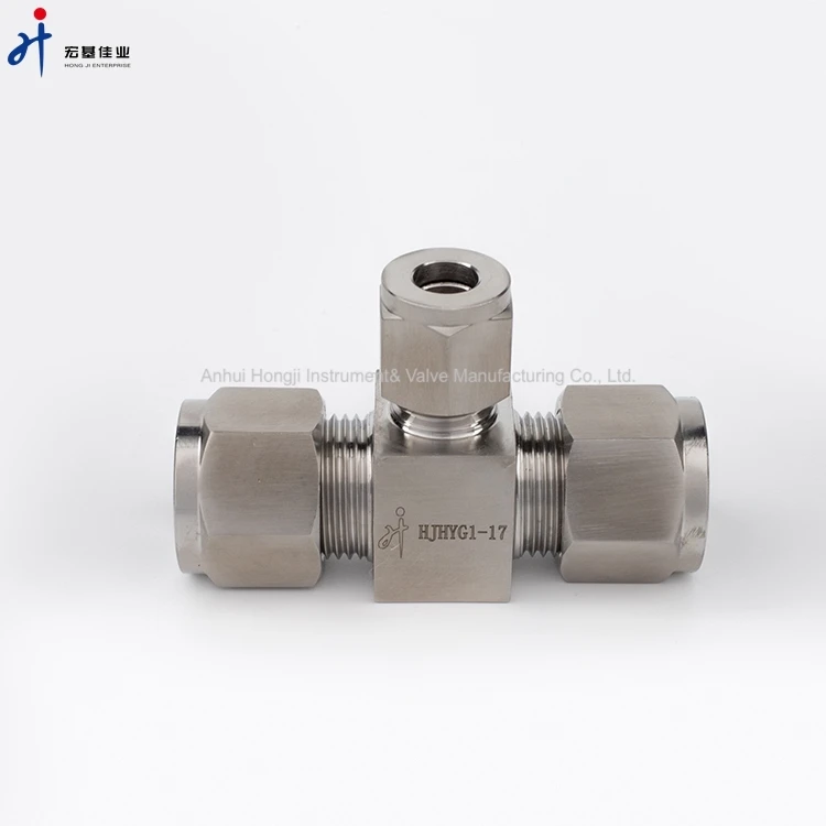 High Pressure Stainless Steel With Ferrule Connector Reducing Hydraulic Tee Fitting