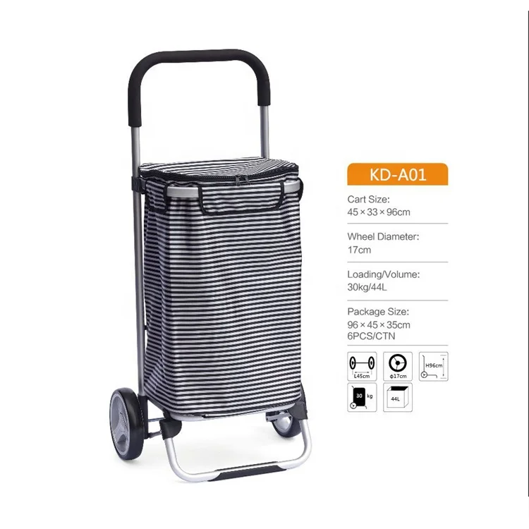 Supermarket Foldable Trolley Shopping Bag Vegetable Folding Shopping Trolley Cart