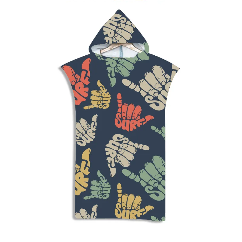 Быстросохнущее пончо с капюшоном и принтом на заказ для взрослых, сменный халат для бассейна, пляжное полотенце-пончо для серфинга