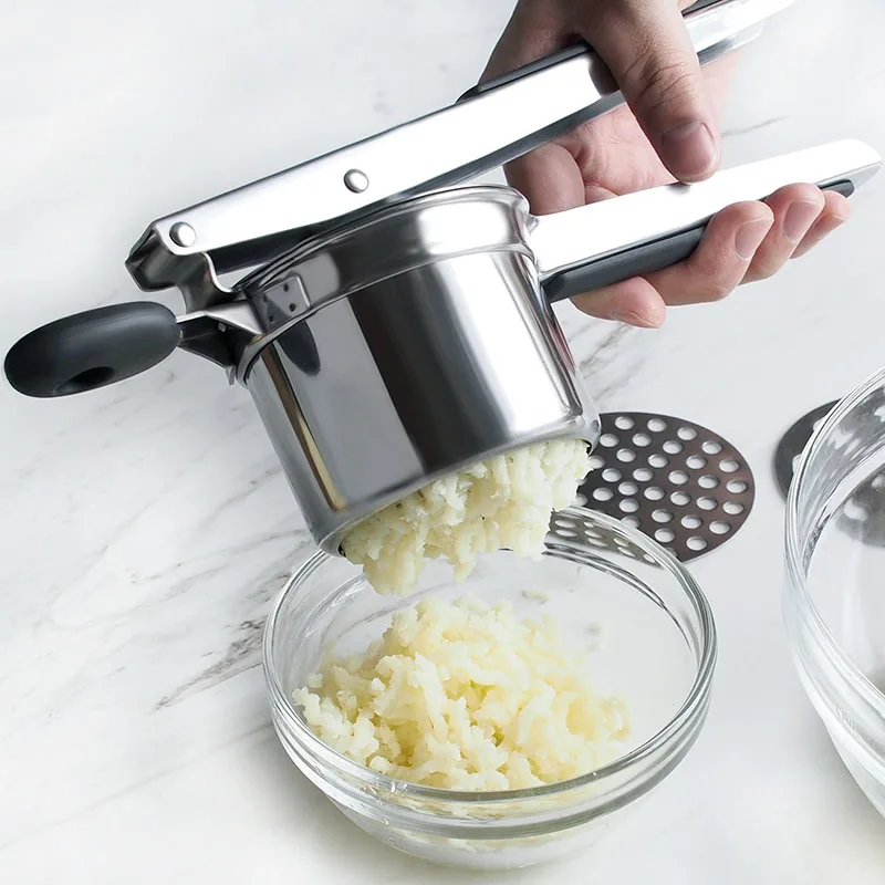 High Quality 304 Stainless Steel Potato Ricer Crusher Potato Masher Kitchen Household Tools/Fruit Press With Silicone Handle