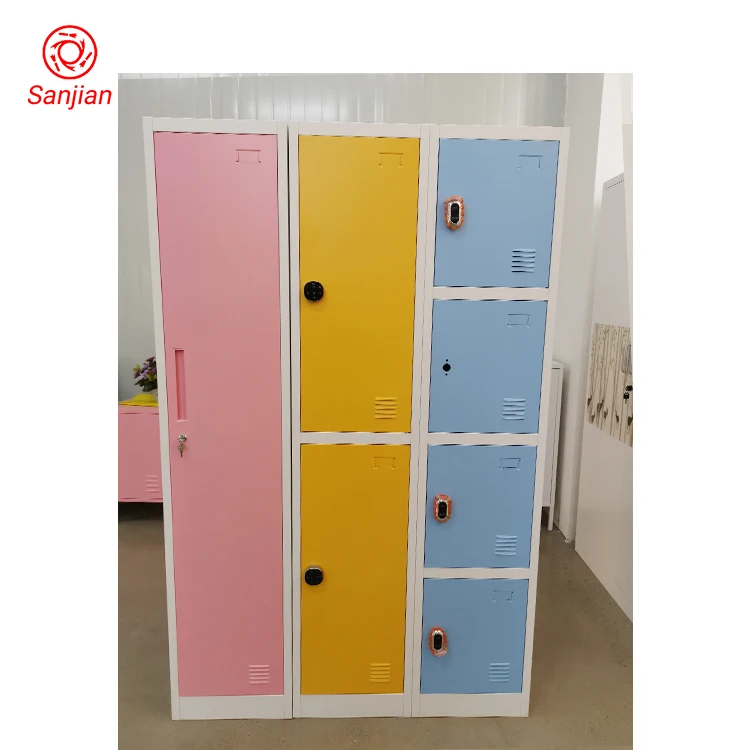 Modern European home furniture vertical pink 1/2/3/4/5 door gym clothes storage smart key metal steel locker