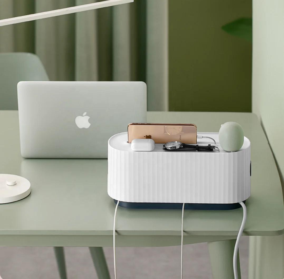 Best Selling USB Cable Management Box Plastic Desktop Drawer Organizers Electric Socket Data Cord Wire Storage Desktop Organizer