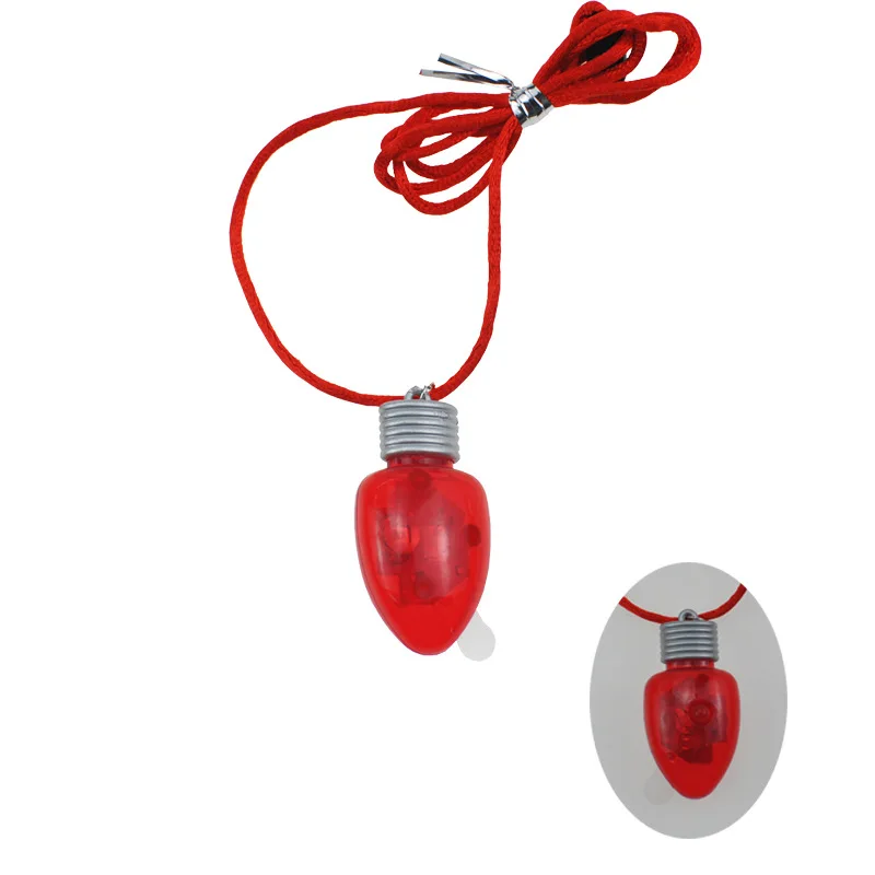 Cheap Light Up Bulb Beads Pendant Necklace Plastic Flashing X-Mas Beads Necklace LED Flashing Bulb Christmas Pendant