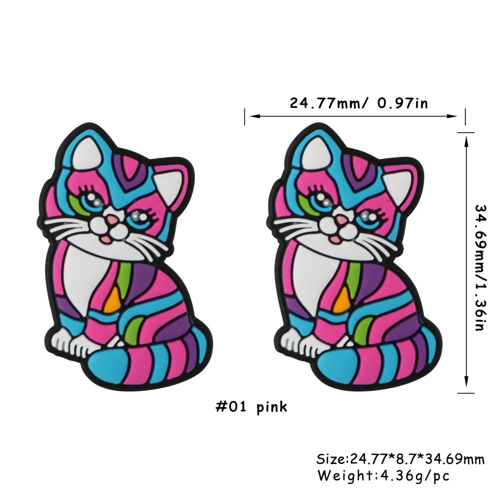 Soft Bpa Free Silicone Pet Colored Cat Focal Beads Diy Baby Pacifier Clip Accessories Jewelry Silicone Beads For Pen Making
