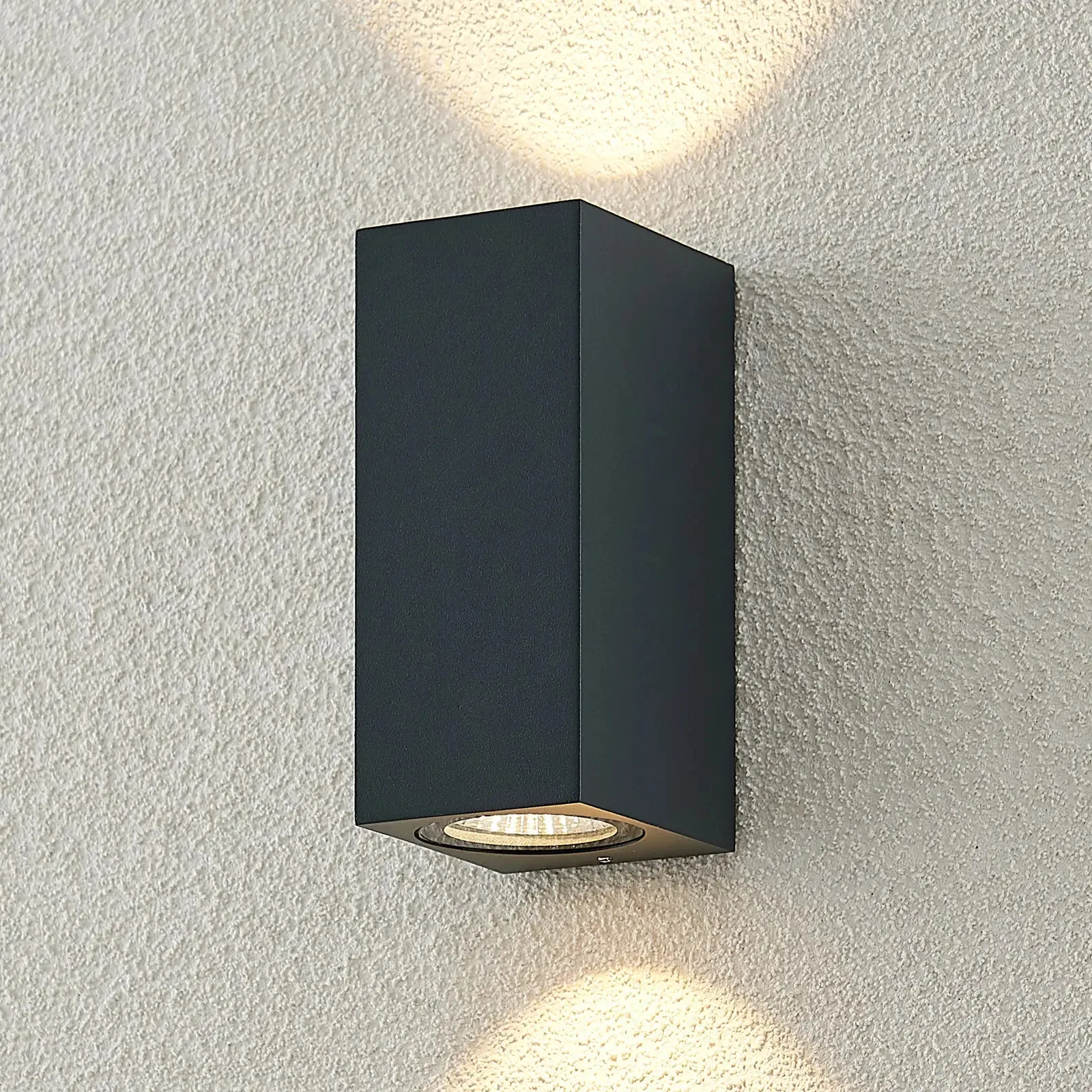 contemporary ip44 gu10 2*35w square aluminum mounted up and down modern outdoor wall light