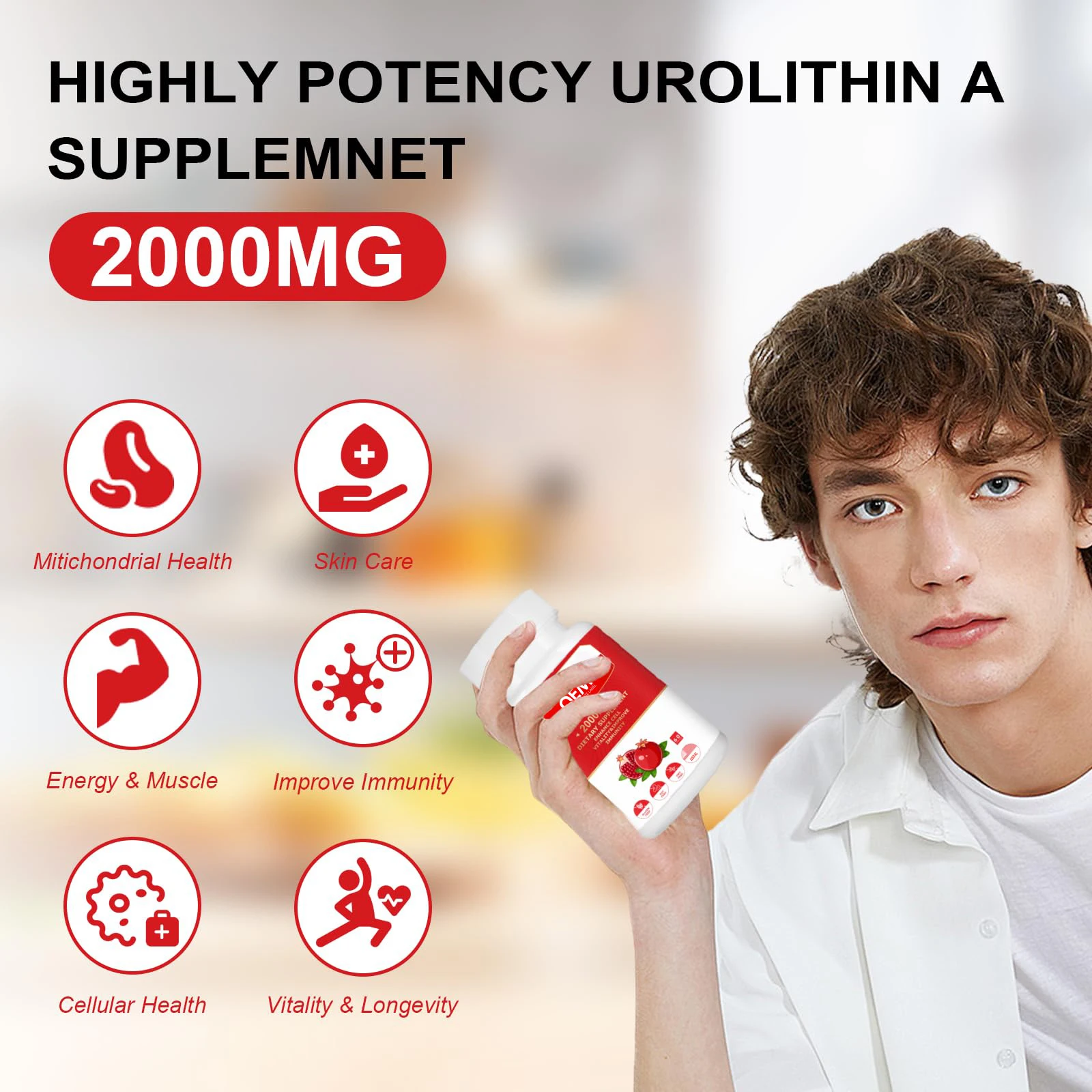 OEM/ODM Urolithin A Capsules Highly Pure Urolithin A For Healthy Aging Vitality Powerful NAD Boost Energy Supplements