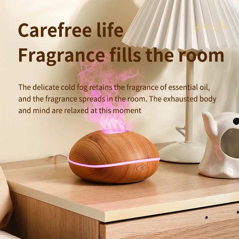 Aromatherapy Ultrasonic Atomizer Wood Essential Oil Diffuser Humidifier Portable Mini Humidifier Aroma Round