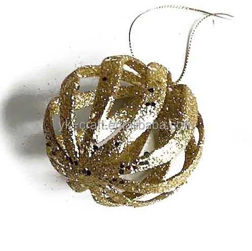 9 CM Christmas Balls Hanging Decor Hollow Out Round Glittered Balls Plastic Artificial Tree Decorative Balls