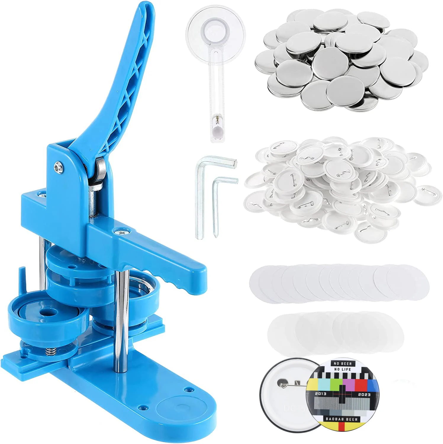 Машина для изготовления кнопок 58 мм, Набор для изготовления значков 2,25 дюймов с 200 комплектами пустых кнопок, круговой резак