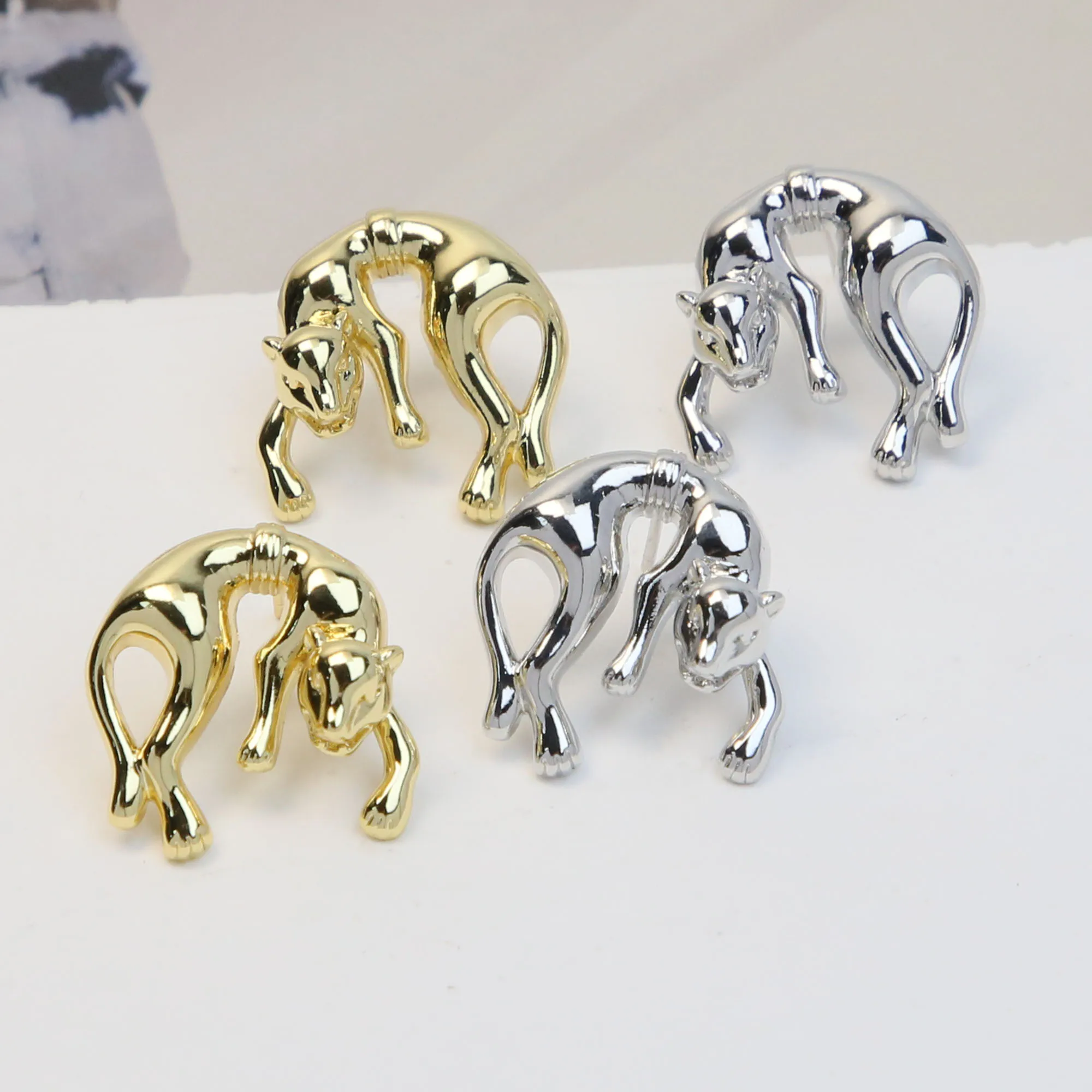 Premium Quality Luxury Fine Jewelry Brass Silver Panther Collection Charm Animal Hiphop Earring For Men Women