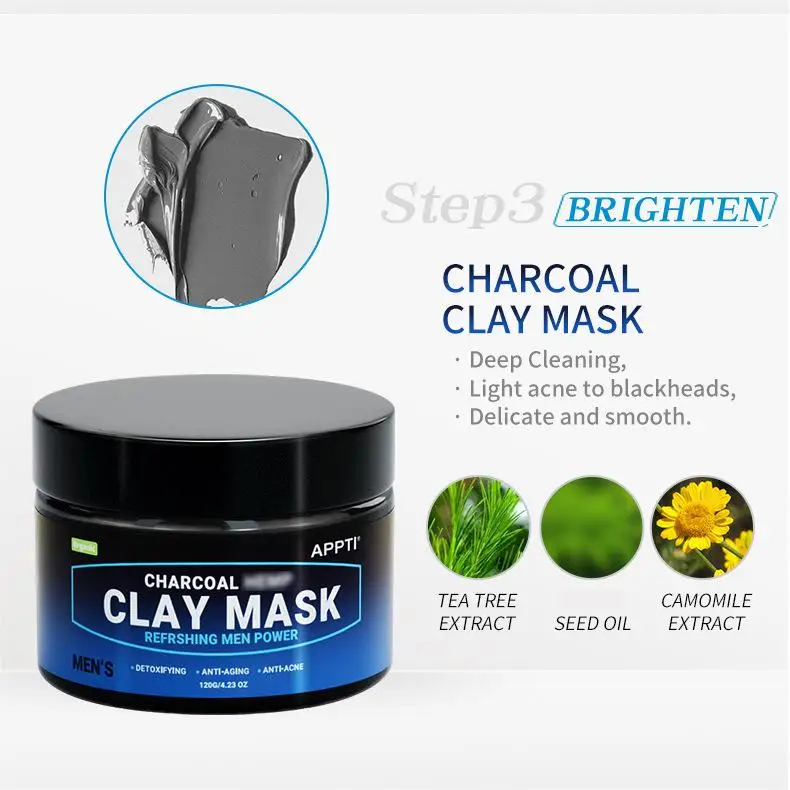 Charcoal Hemp mud clay mask Nose Charcoal Blackhead Remover clean clay mask Organic Deep Cleansing deep sea mud mask