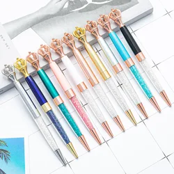 New Style Crown Metal Pen Rhinestones Ball Pen Crystal Metal Big Diamond Tip Pen With Custom Logo