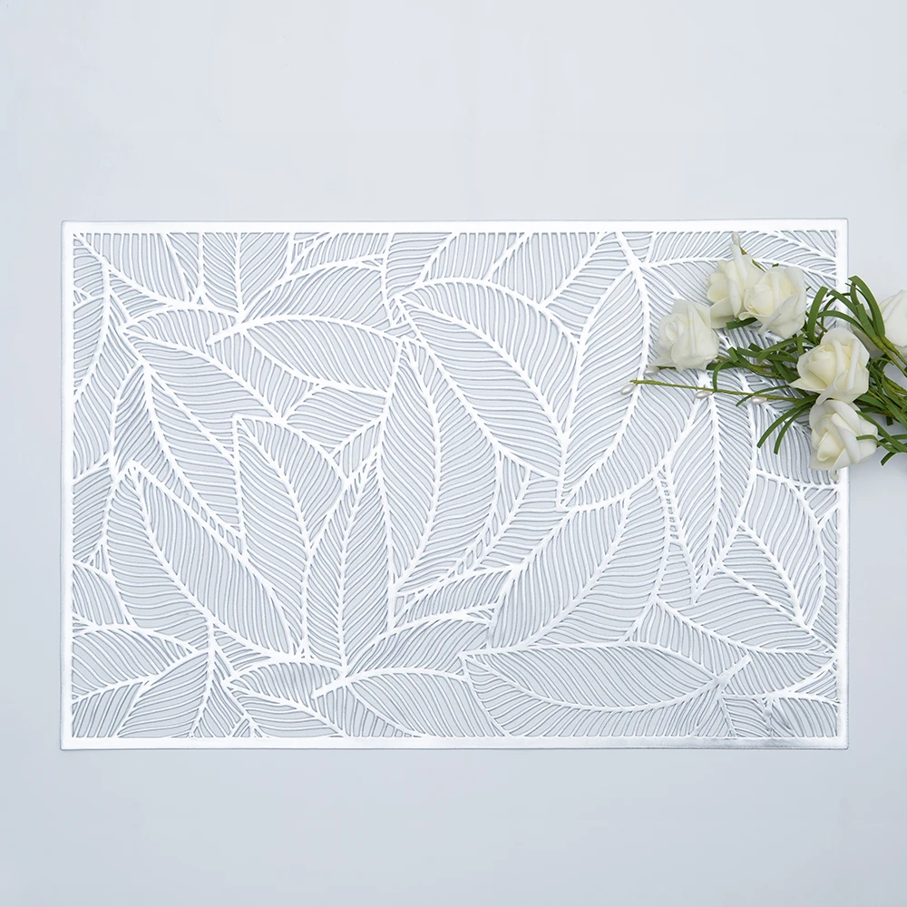 Оптовая продажа, роскошный золотистый коврик для стола с отверстиями под заказ, моющиеся коврики из ПВХ