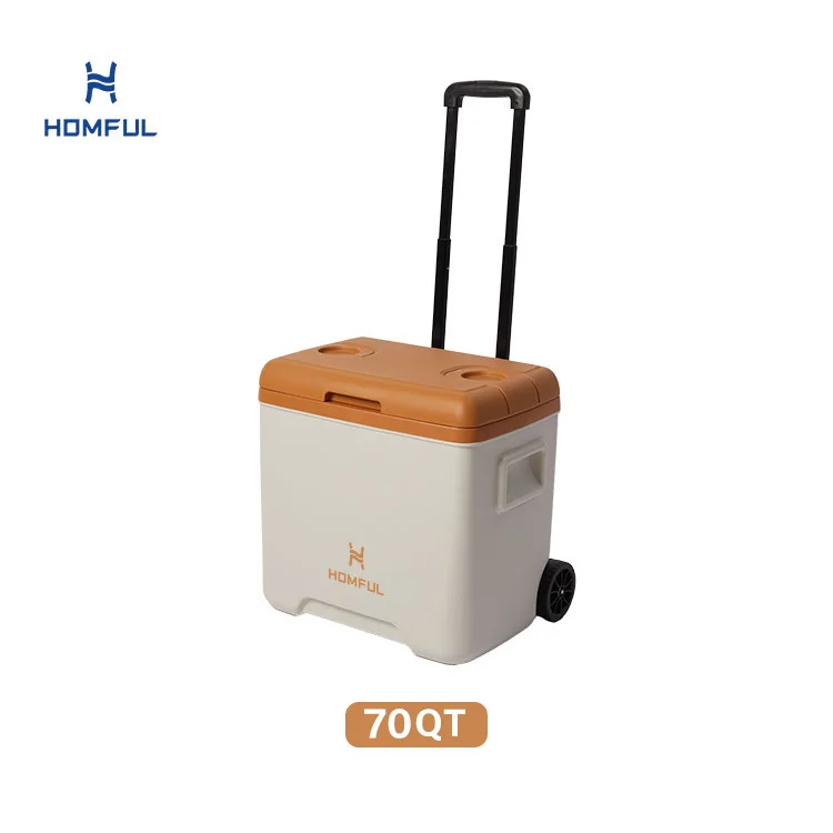 HOMFUL Factory Wholesale 70QT Factory Customized Color Wheeled Ice Chest Coolers Outdoor car Trolley Cooler Box