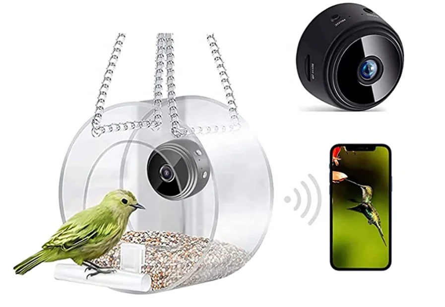 Outdoor Garden Wildlife Bird Food Feeder with Camera Wifi Control Real Time View and Recording Humming Bird Feeder