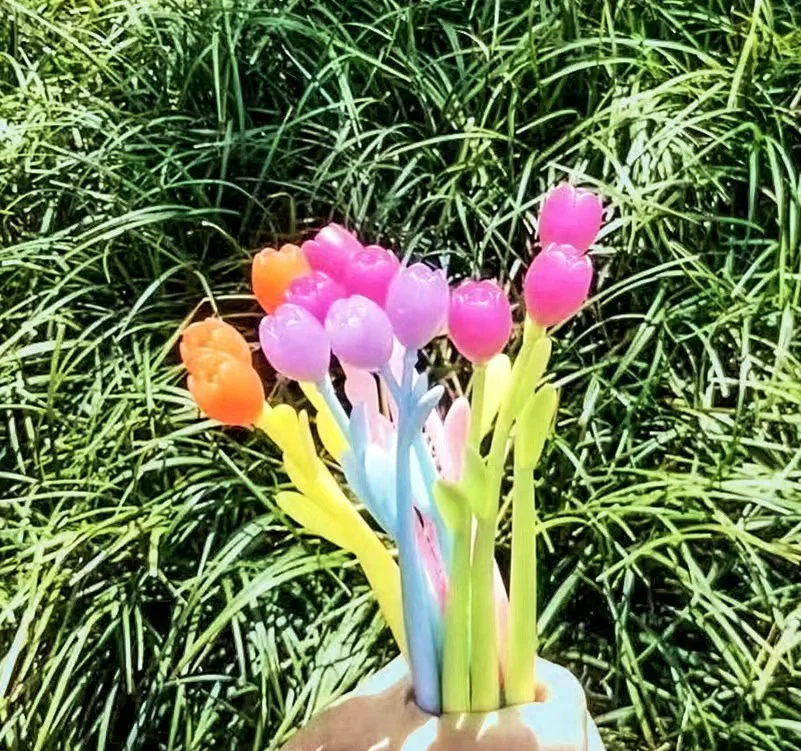 Tulip Color-changing Flower Neutral Pen 0.5mm Black Creative soft glue water-based pen color-changing under the sun