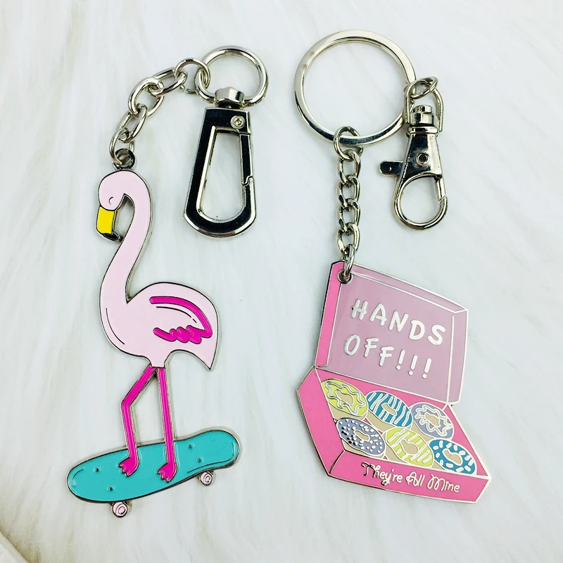Custom shaped metal nickel plated enamel glitter colorful filled kawaii horse unicorn keychain