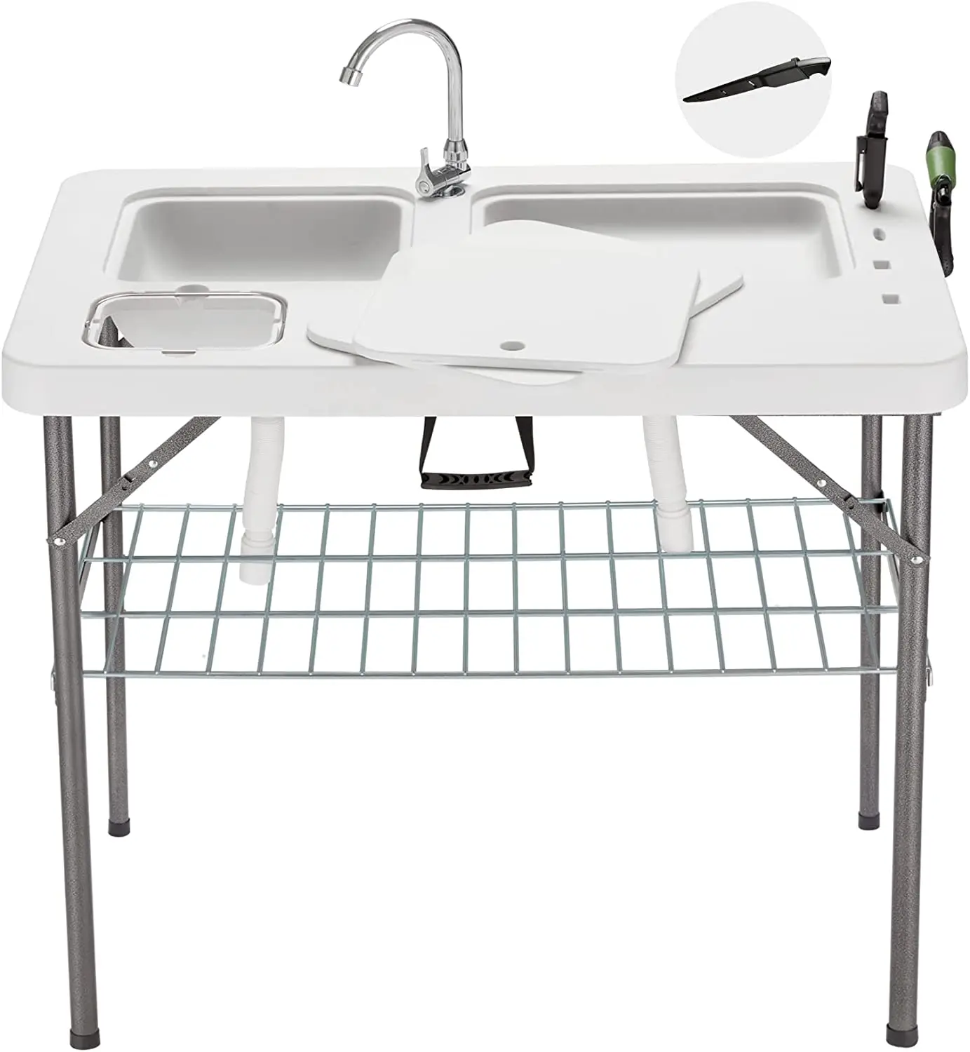 Multifunctional Portable Folding fish cleaning table/ fillet table  with two sinks