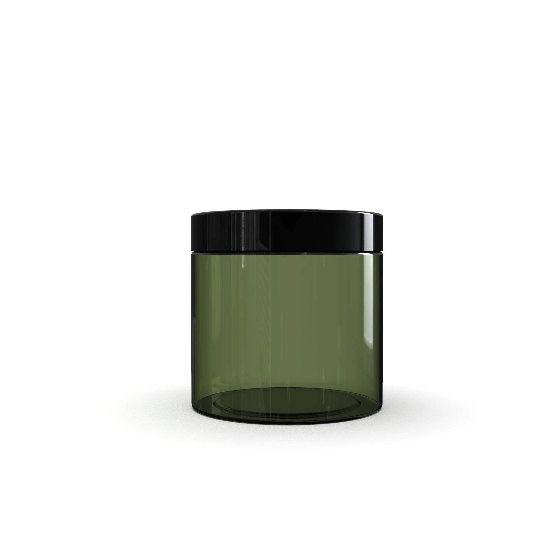 Recyclable plastic 100% PCR R-PET olive green jars transparent green cream bottle Custom colored body butter jars with printing
