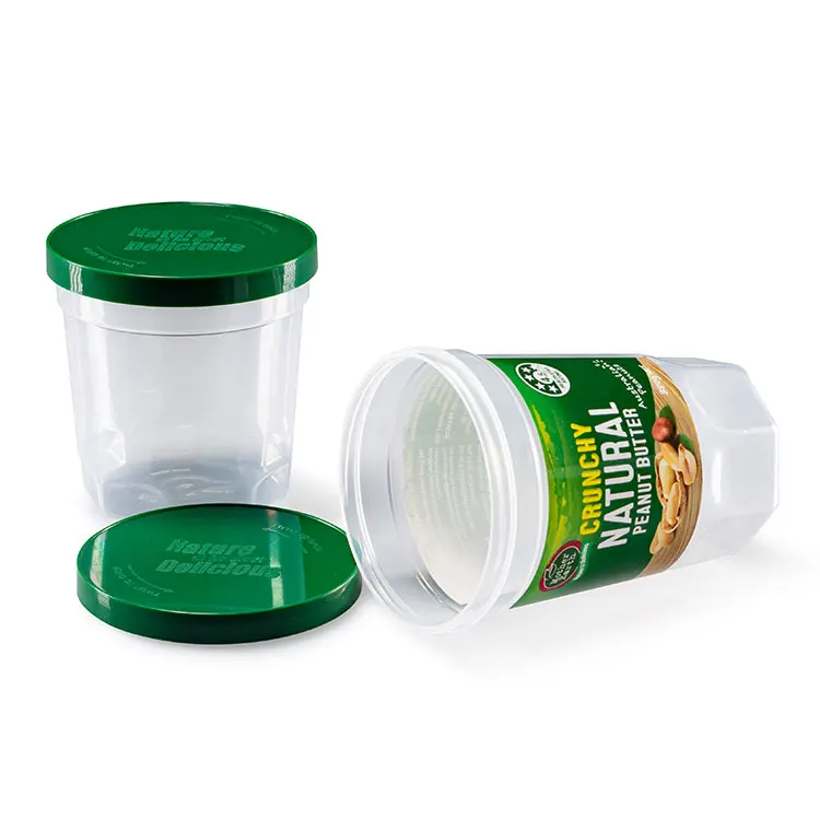 Transparent clear food packaging container pp iml  peanuts butter pot plastic jar 200 ml
