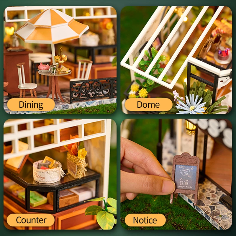 IIECREATE DIY Miniature House The Duchess Tea Room Wooden 3D Factory Toy DIY Miniature House For Gifts