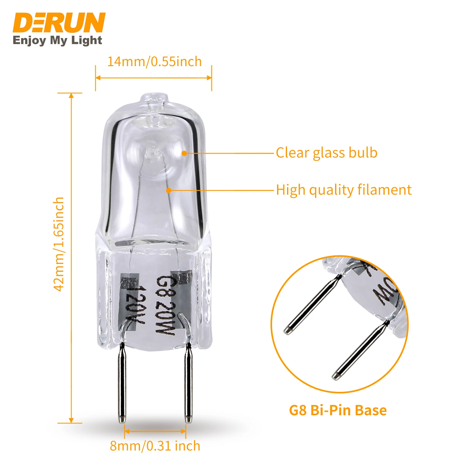 Popular and Energy Saving Dimmable Halogen Light Bulb Comfortable Warm White and No Flicker and Eye Caring Lamp , HAL-G8