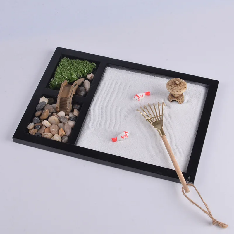 Factory Price Sale Desktop Japanese Mini Kit Zen Garden Gift Set With Rake For Home Decoration