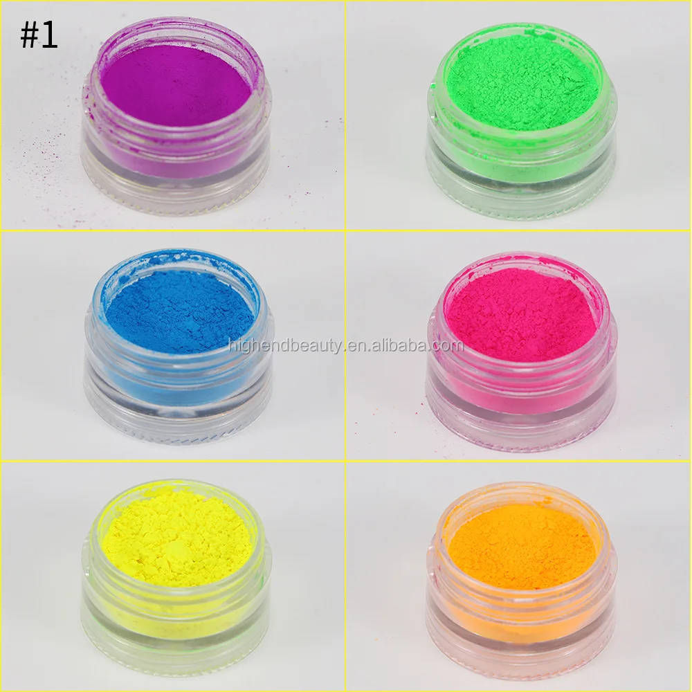 New Glow Loose Powder Neon Pigments Powder Stack Colorful 6 in 1 Fluorescence Gel Nail Polish Neon Pigment Powder
