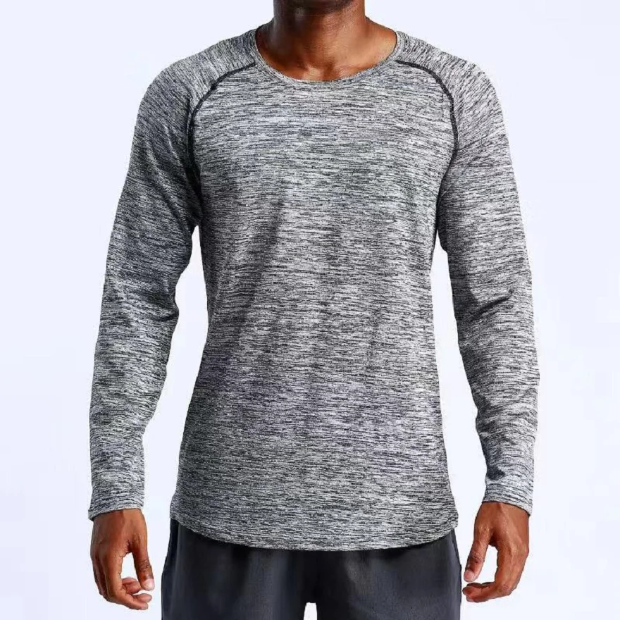 Wholesale Long Sleeve Men Sweat Activated Cool Dry-Fit Gym Sports Cationic Fabric Plain Stretch Raglan Sleeve T Shirts