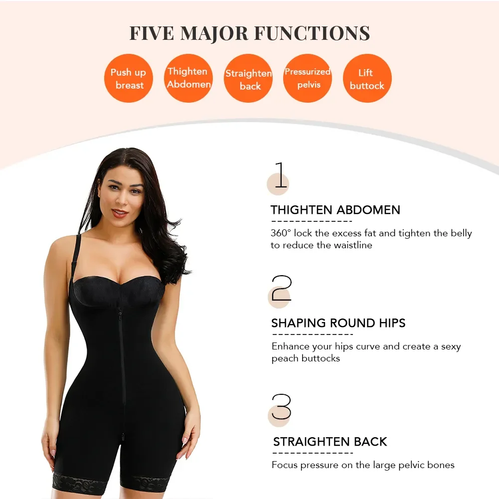 Women Body Shaper Butt Lifter Shapewear Tummy Control Waist Trainer Bodysuit Adjustable Straps Corset Shapers Seamless