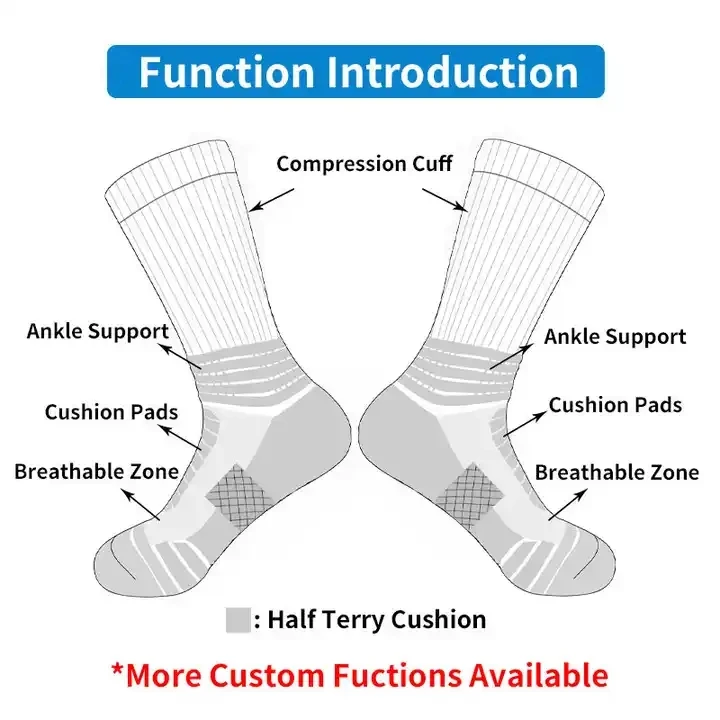 Factory cotton sports mens athletic gym workout sox crew compression socks 20-30mmhg men cycling socks custom