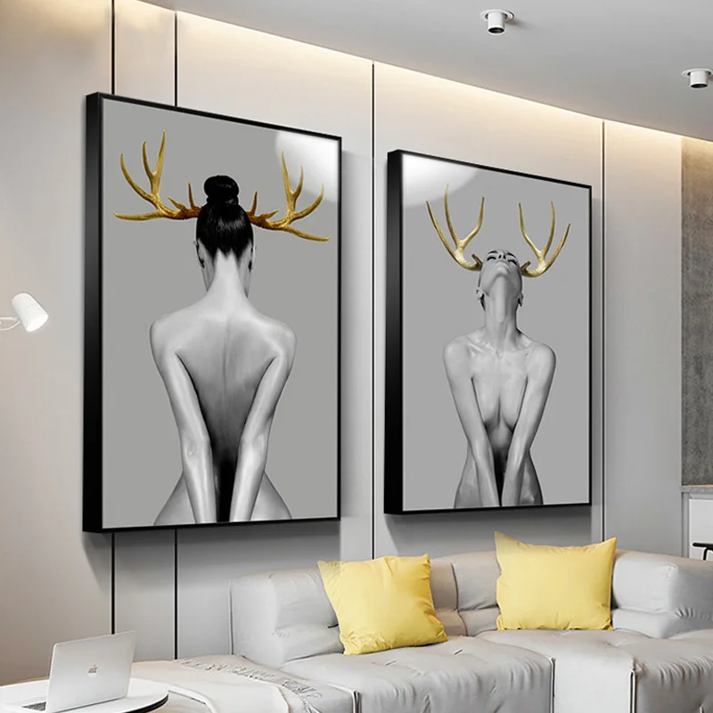 PL Popular Nude Paintings Sex Female Sexy Woman Art Painting Poster Print Naked Women Pictures
