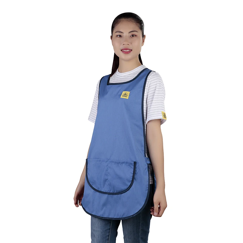 Fashion Comfortable Breathable ESD Tabard Blue Vest Antistatic Waistcoat Clothes Manufacturer Supplying