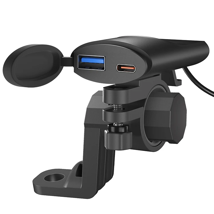 Fast Dual A+C Charger Adapter QC3.0 Motorcycle USB Charger With Intelligent Power-off Function