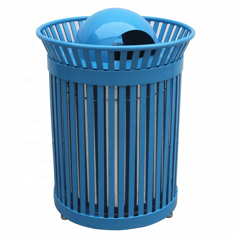 Weather resistant antirust steel outdoor street park litter bin trash can garbage waste bin trash receptacle with dome top