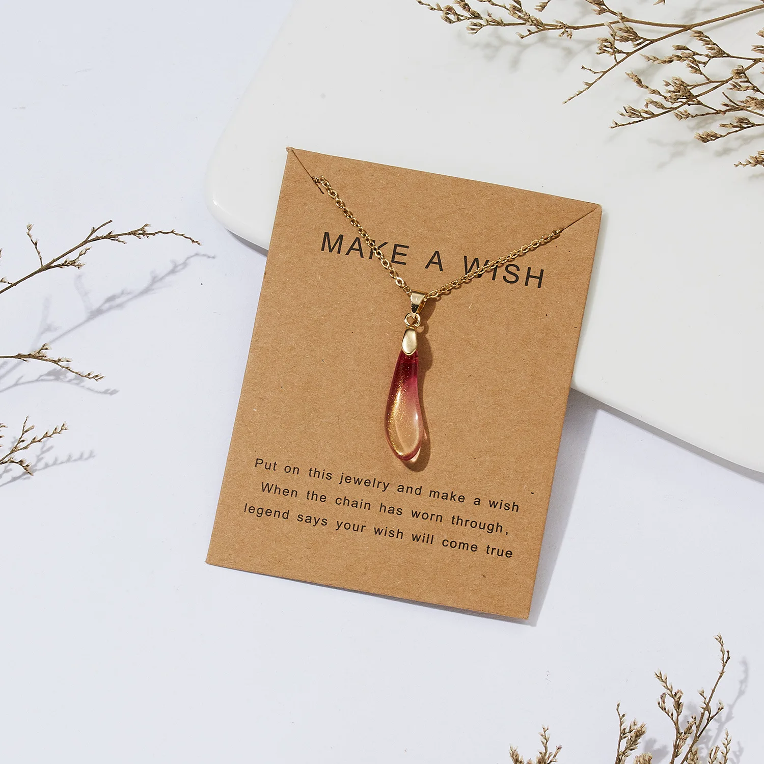 New Design Make Wish Card Customized Personality Friends Avocado Necklace