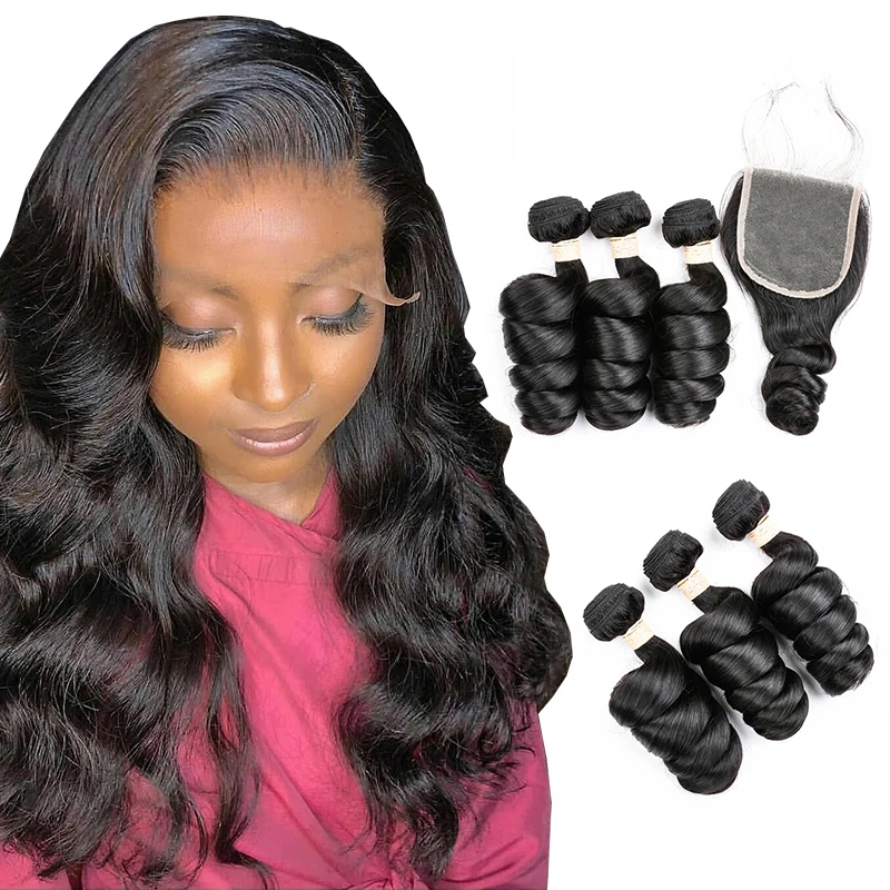 
Top Grade Brazilian Human Hair Extensions Loose Wave Hair Bundles Cuticle Aligned Remy Hair  (1600097028135)