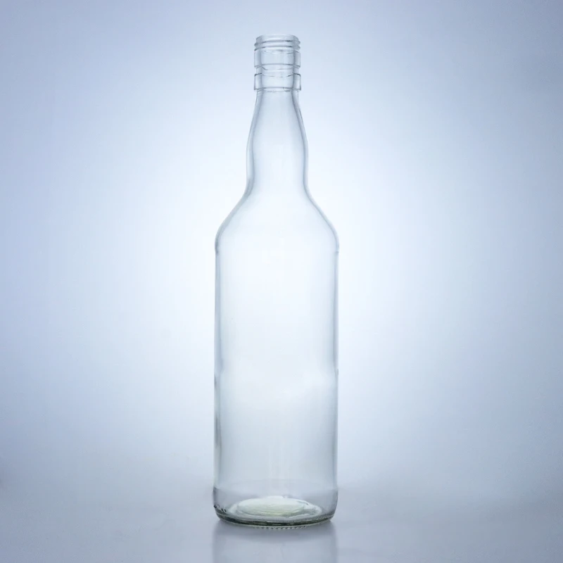 Wholesale Tall Round Clear Whiskey Glass Bottle Screw Top 700ml Empty Glass Bottle With Custom Label