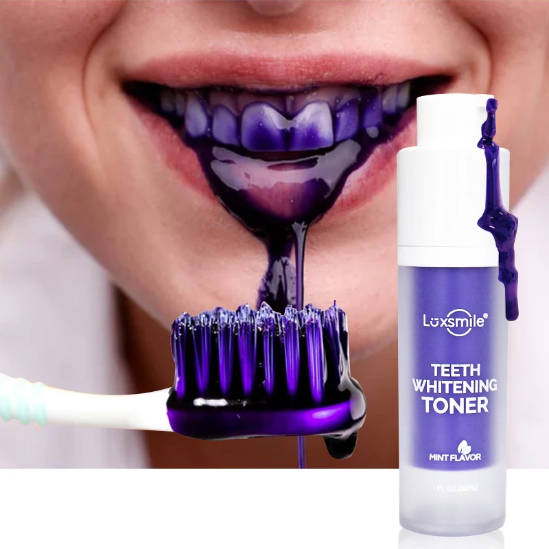 Private Label Teeth Whitening Products Remove Tooth Stain Brightening Purple Whitening Toothpaste V34 Colour Corrector Serum