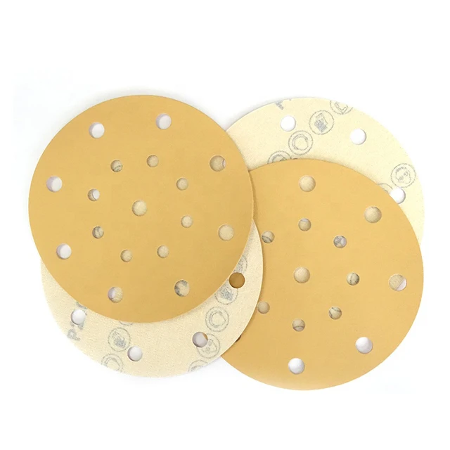 6inch(150mm)17 holes hook and loop Gold sanding discs sandpaper for orbital sander