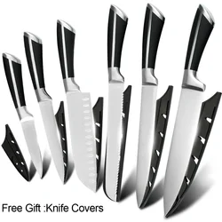 2020New Design 6Pcs Stainless Steel Knives Meat Knife Set Japanese Style Santoku Professional Kitchen Knife Set for Chef Cooking