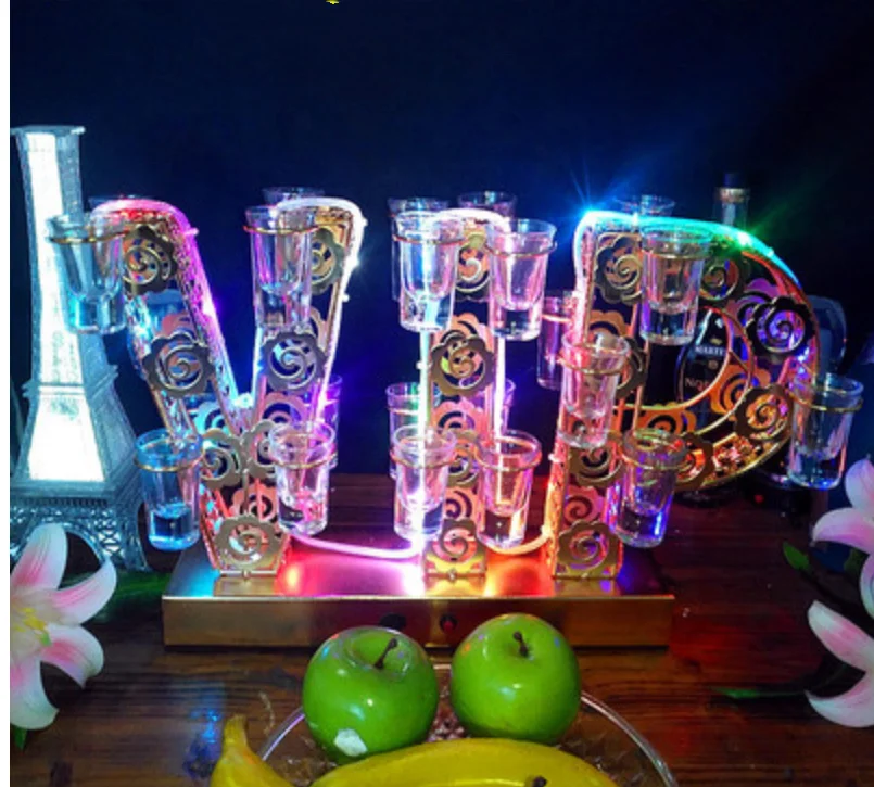 Customized logo VIP   24 PCS Led glass tray slot  for bar and club