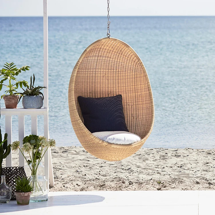 Outdoor hanging swing chair modern balcony swing hanging basket garden wicker swing chair patio furniture