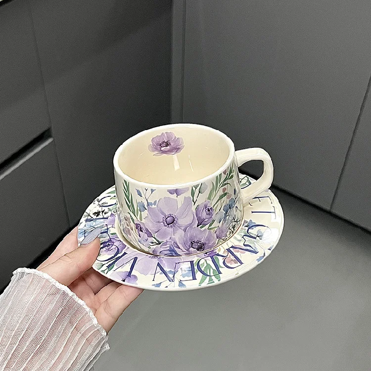 Vintage Floral Pattern Ceramic Cup with Underglaze Color IN Stock INs Style Design Tea Cup for Exquisite Afternoon Tea Set